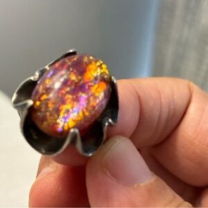 Elegant Silver and Multicolor Stone Ring